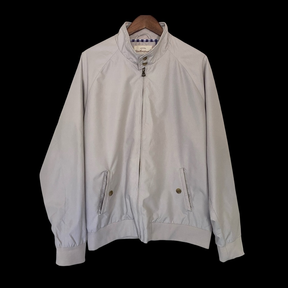 Weatherproof Harrington Mens Jacket XL Tan Full Zip Mock Neck Bomber